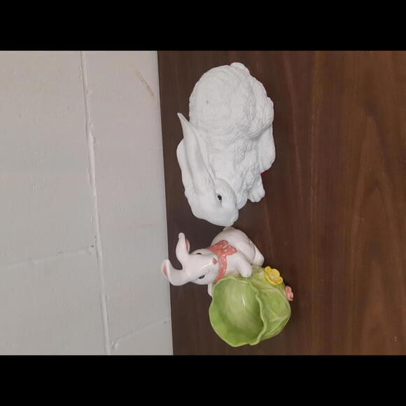 Other - Adorable Ceramic Bunny Set with Planter